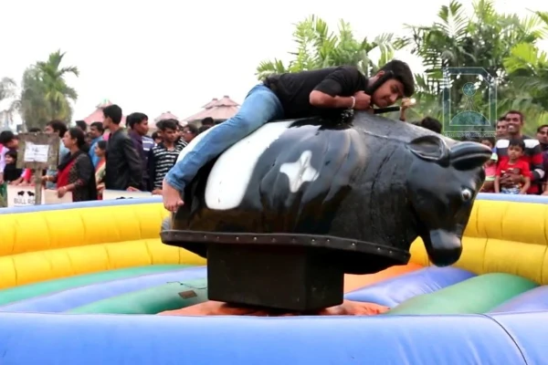 Giant and carnival game stalls in Chennai duck shooting, balloon shooting, giant Jenga, mad bull ride